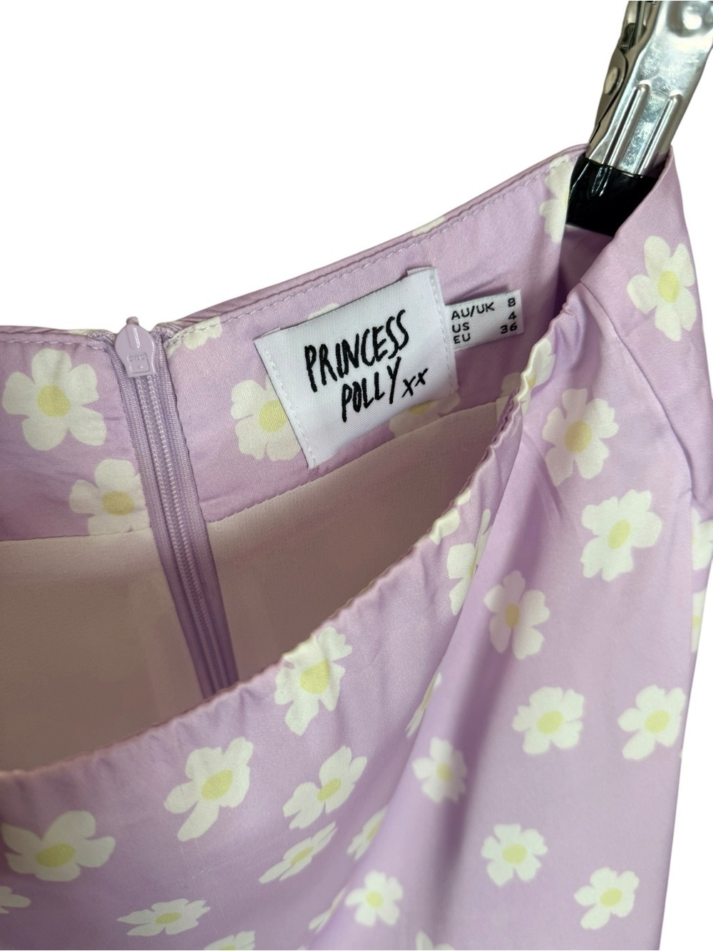 Princess Polly Lilac Daisy Satin Mini Skirt Y2K Cottagecore Size 4 - Picture 8 of 12